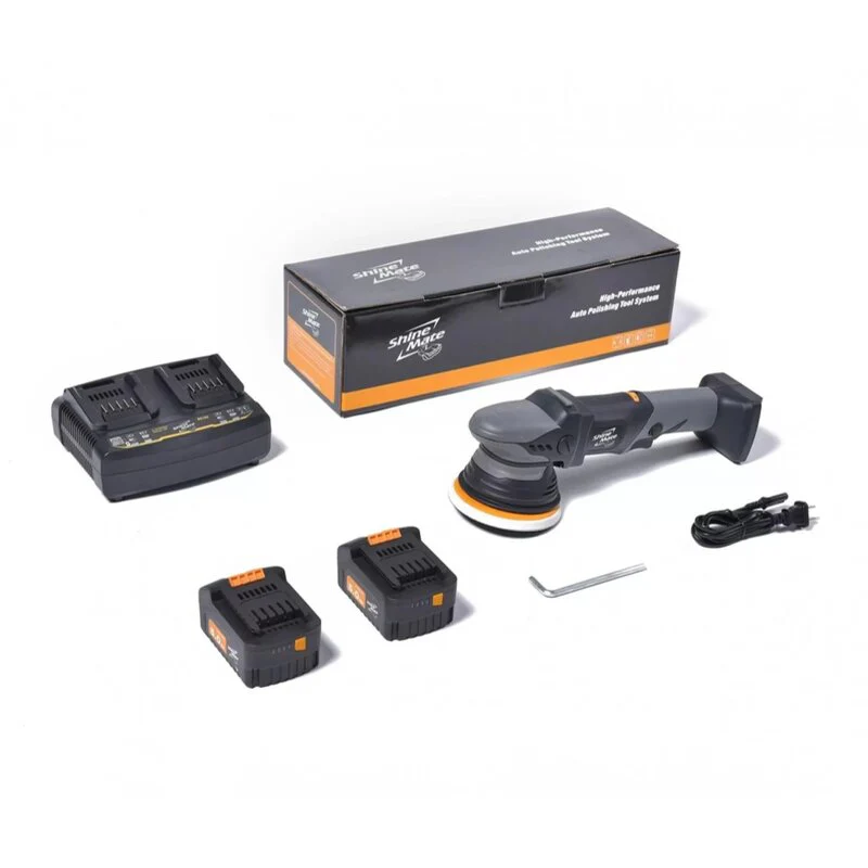 ShineMate EB351-5/15 15mm Cordless Random Orbital Polisher w/ 2 Batteries & Charger - Image 3